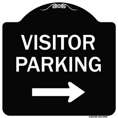 Signmission Designer Series-Visitor-parking Right, Black & White Heavy-Gauge Aluminum, 18" x 18", BW-1818-9868 A-DES-BW-1818-9868